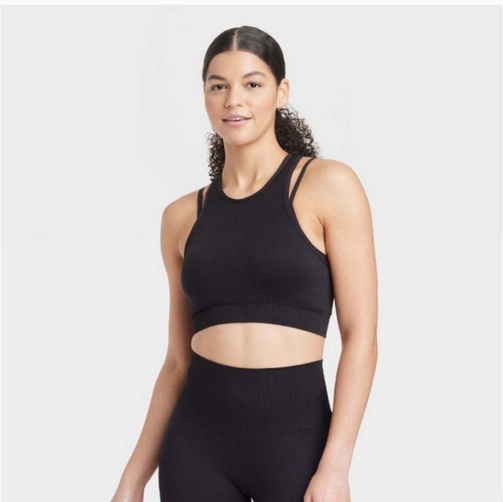 Women's Seamless Double Layer High Neck Bra - JoyLab Black XXL